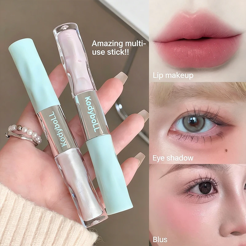 Kodyboll Doppelendiger Creme-Schimmer Highlighter Lidschatten Matt Lipgloss Langanhaltend Nicht Abfärbend Make-up