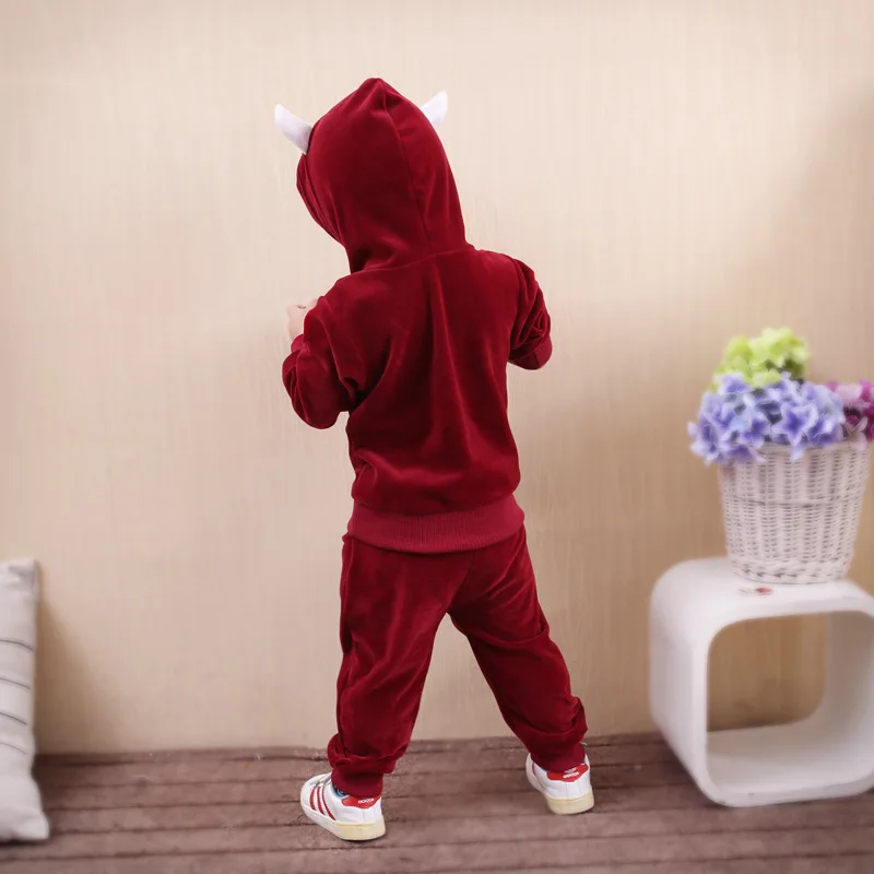 Clothing Suit  0-5 Age Boys Girls Spring Autumn Fashion Cartoon embroidery  Hooded Pullover+ Elastic Pants BeiBei Kids Garments