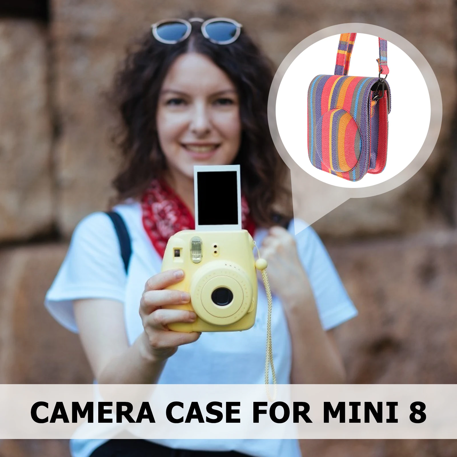 

1Pcs Instant Camera Case Protective Canvas Bag Adjustable Strap Compatible 8 9 Suitable Photography