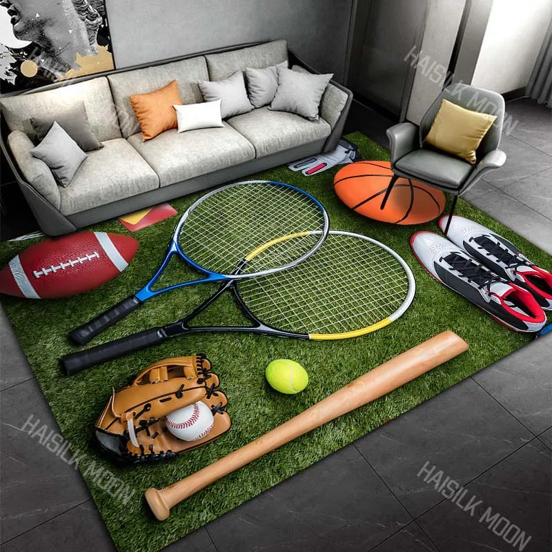 Various sports equipment display Print Carpet Rug for Living Room Bedroom Sofa Doormat Home Decor Non-slip Floor Mat