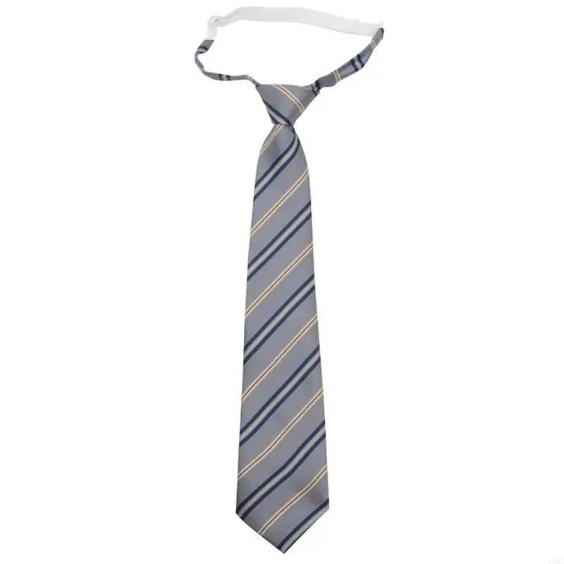 Gray Striped Neck Tie School Uniform Pre-Tied Necktie Japanese College Bowtie 