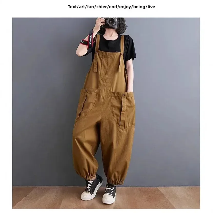 

Pop Loose Casual Harlan Pants Women's Spring Fashion New Style Pure Color Big Pocket Workwear Wide Leg Trousers Harlan Trousers