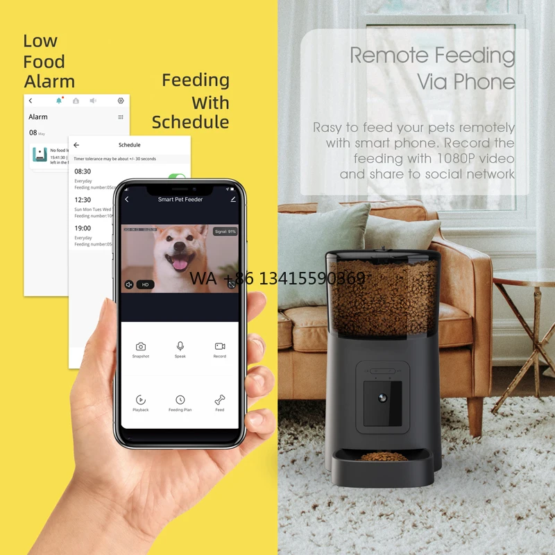 

TUYA Smart Automatic Cat Dog Pet Feeder Pet Food Dispenser for Cats and Dogs Wifi Enabled Pet Smart Feeder with 1080P