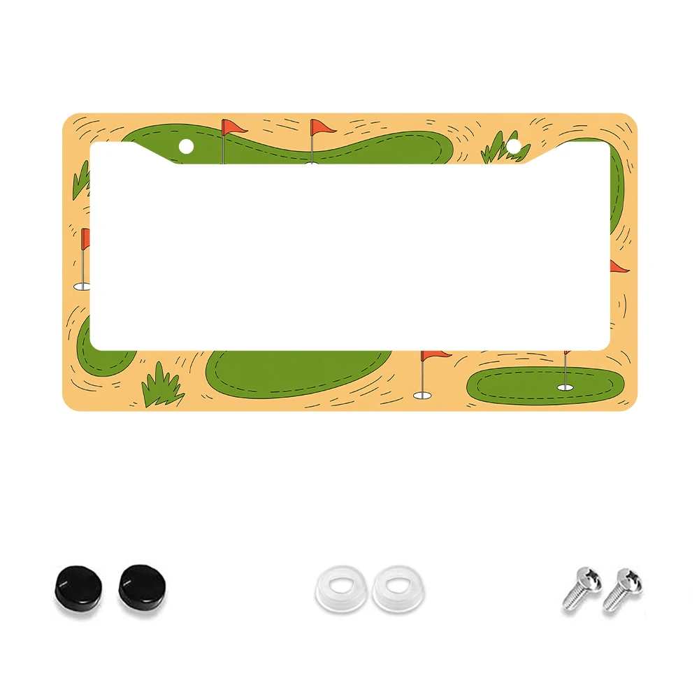 

1 шт., зеленая и желтая рамка для номерного знака с 2 отверстиями, алюминиевый материал, 6x12 дюймов, с комплектом винтов