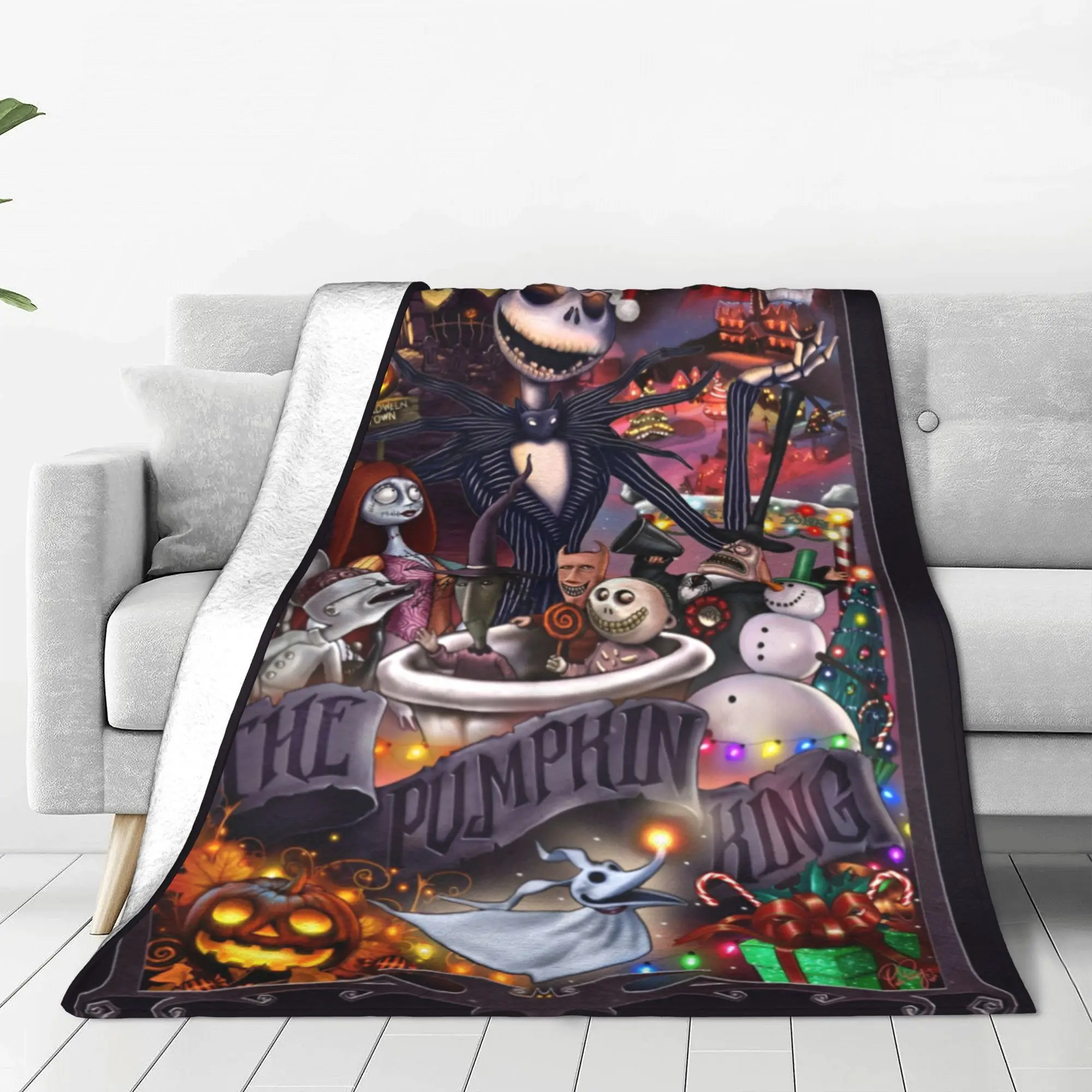 The Nightmare Before Christmas Velvet Throw Blankets Jack Skellington Cartoon Blanket Home Bedding Super Soft Plush Thin Quilt