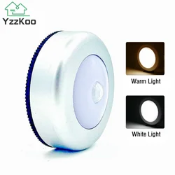 Luz Nocturna LED con Sensor de movimiento redondo inalámbrico, lámpara de noche con batería para gabinete, luces de mesita de noche para dormitorio, iluminación de armario para el hogar