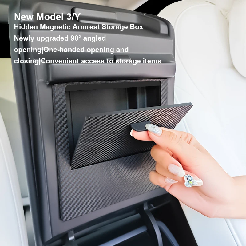 

Для Tesla Model3/Y центральный подлокотник, магнитный ящик для хранения конфиденциальности, аксессуары Ya, скрытый органайзер