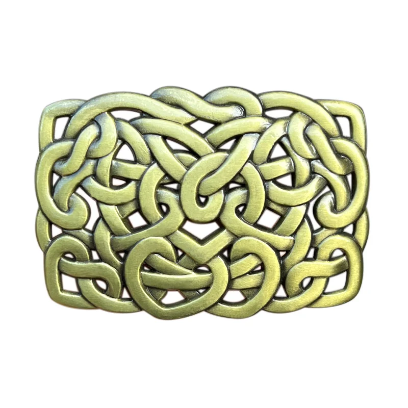 

Zinc alloy Celtic knot woven leather belt buckle with western style design