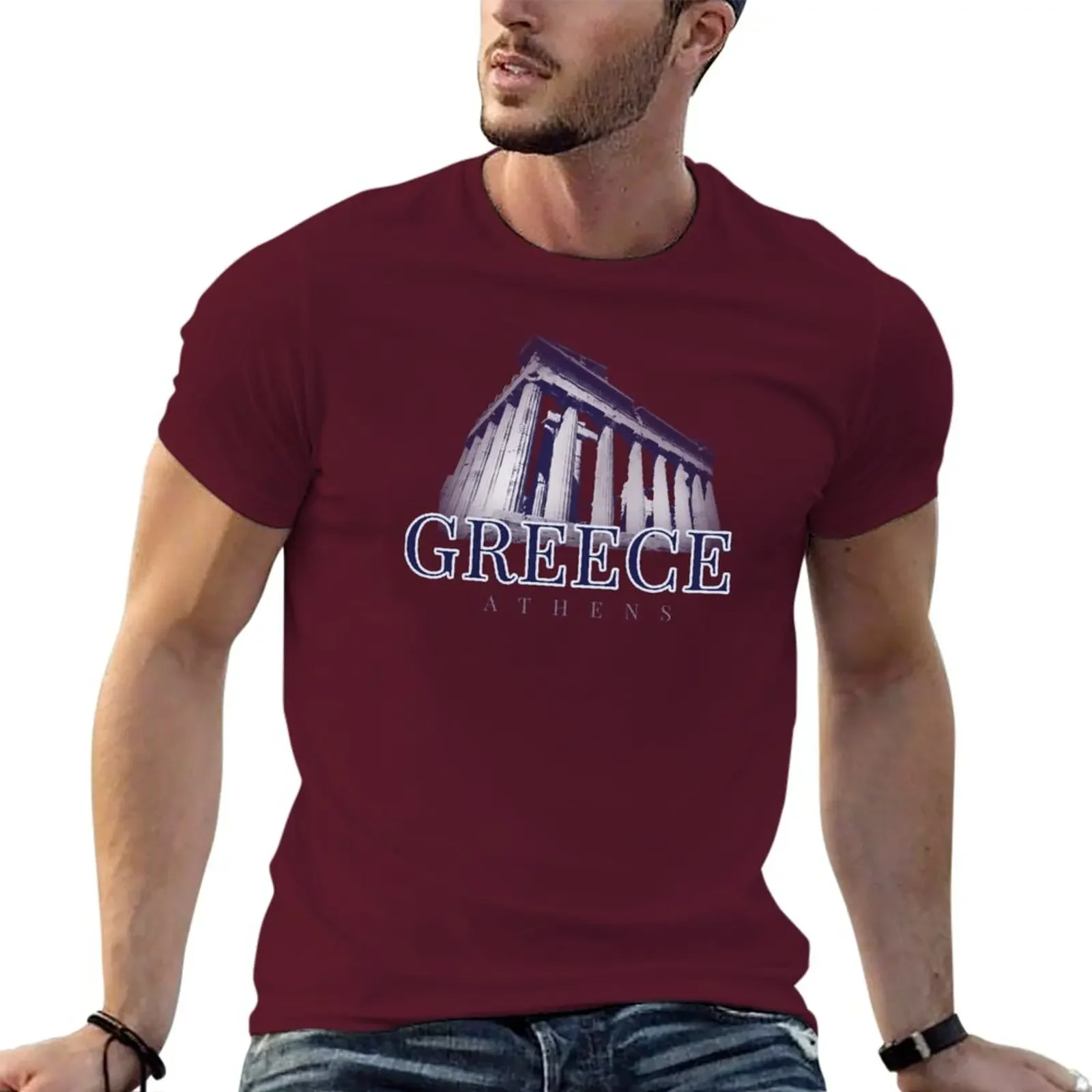 Short Sleeve Tee Cute Tops Tees Men Clothing New GREECE  ATHENS  ACROPOLIS TRAVEL  GREECE LOVE T-Shirt Summer funny new