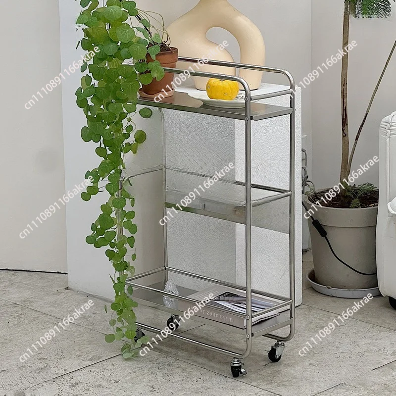 for Stainless steel kitchen crevice rack floor-to-ceiling multi-layer ultra-narrow refrigerator storage cart