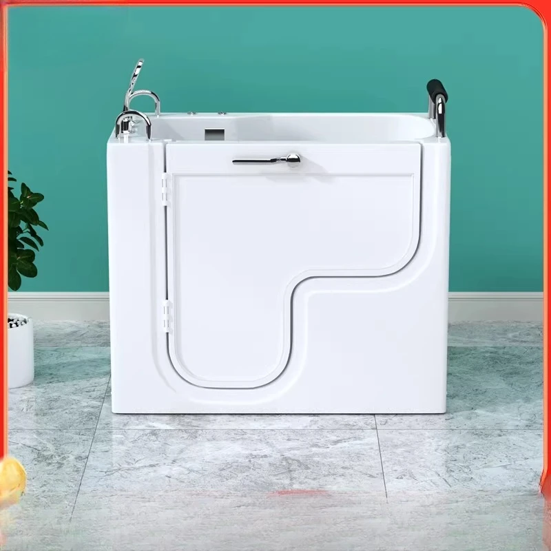Walk-in elderly side door bathtub household barrier-free sitting deep bubble small apartment massage constant temperature