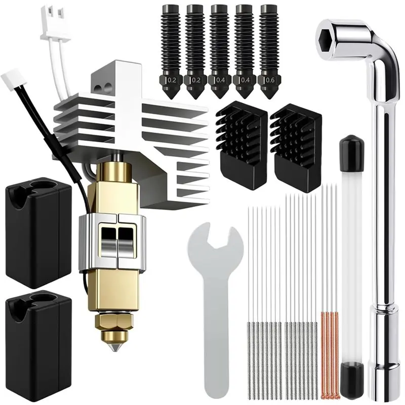 

AT82-For Elegoo Centauri Carbon,3D Printer- Hotend Kit With Hardened Steel Nozzles(0.2/0.4/0.6Mm) Replacement Parts Included End