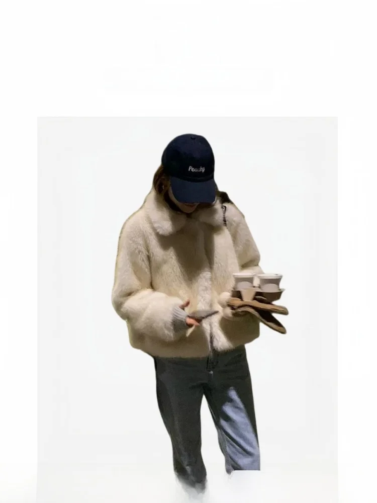 

Пальто TheBarnnet Plu ort из искусственного меха, корейское, свободного кроя, цветное, теплое, с длинными рукавами, полностью меховое, в стиле пэчворк, стандартный крой