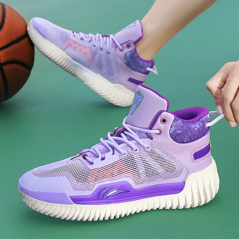 High-quality Basketball Sneakers Men Professional Non-slip Men\'s Basketball Training Shoes Pink High Women Basket Sports Shoes