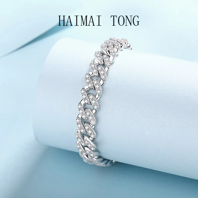 HIP HOP Quality Platinum PT950 Bracelets for Men and Women with Moissanite Diamond D Color 4/5ct Blingbling Luxury Fine Jewelry