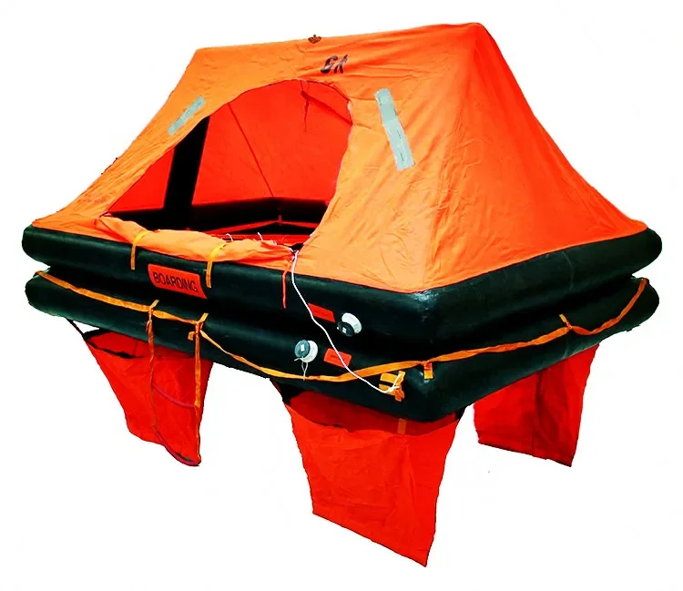 6 Man inflatable yacht liferaft boat life raft life vest with accessories on sale