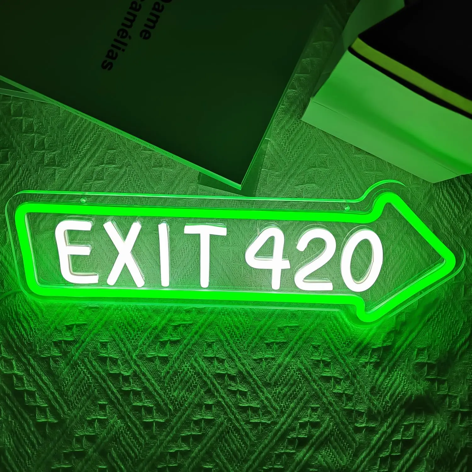 EXIT 420 Neon Sign Green Arrow LED Wall Light for Music Festival Bar Nightclub Decor Psychedelic Vibe Room Home Party Gift Idea