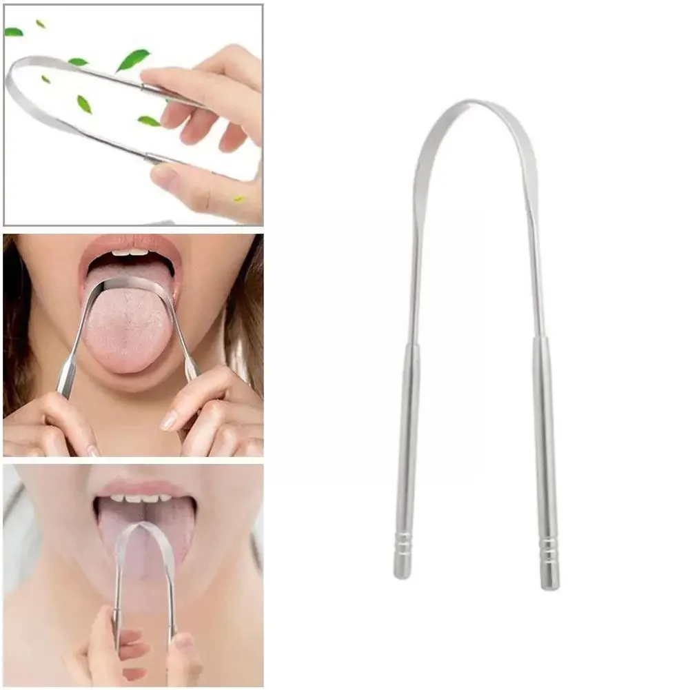 Aço inoxidável Tongue Scraper Cleaner, limpeza do hálito fresco, ferramentas de língua revestidas, escova de dentes alta, higiene, alta qualidade