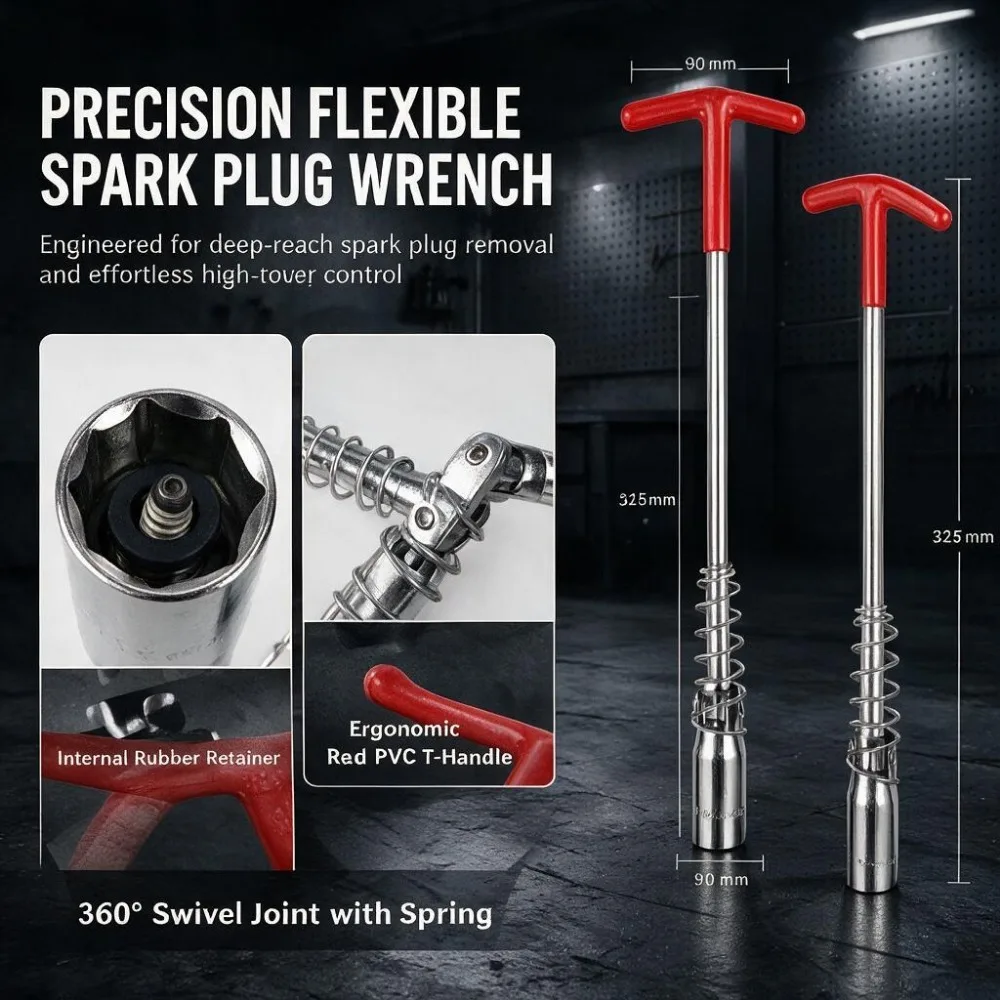 Universal Spark Plug Removal Wrench 14mm/16mm/21mm 360 Degree Rotation Socket Auto Repair Tool for Car Maintenance 1pcs