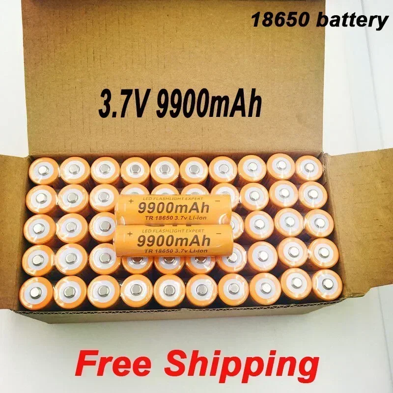 

Free delivery 100% new high-quality 18650 battery 3.7V9900MAH rechargeable lithium-ion battery for LED flashlight shavers