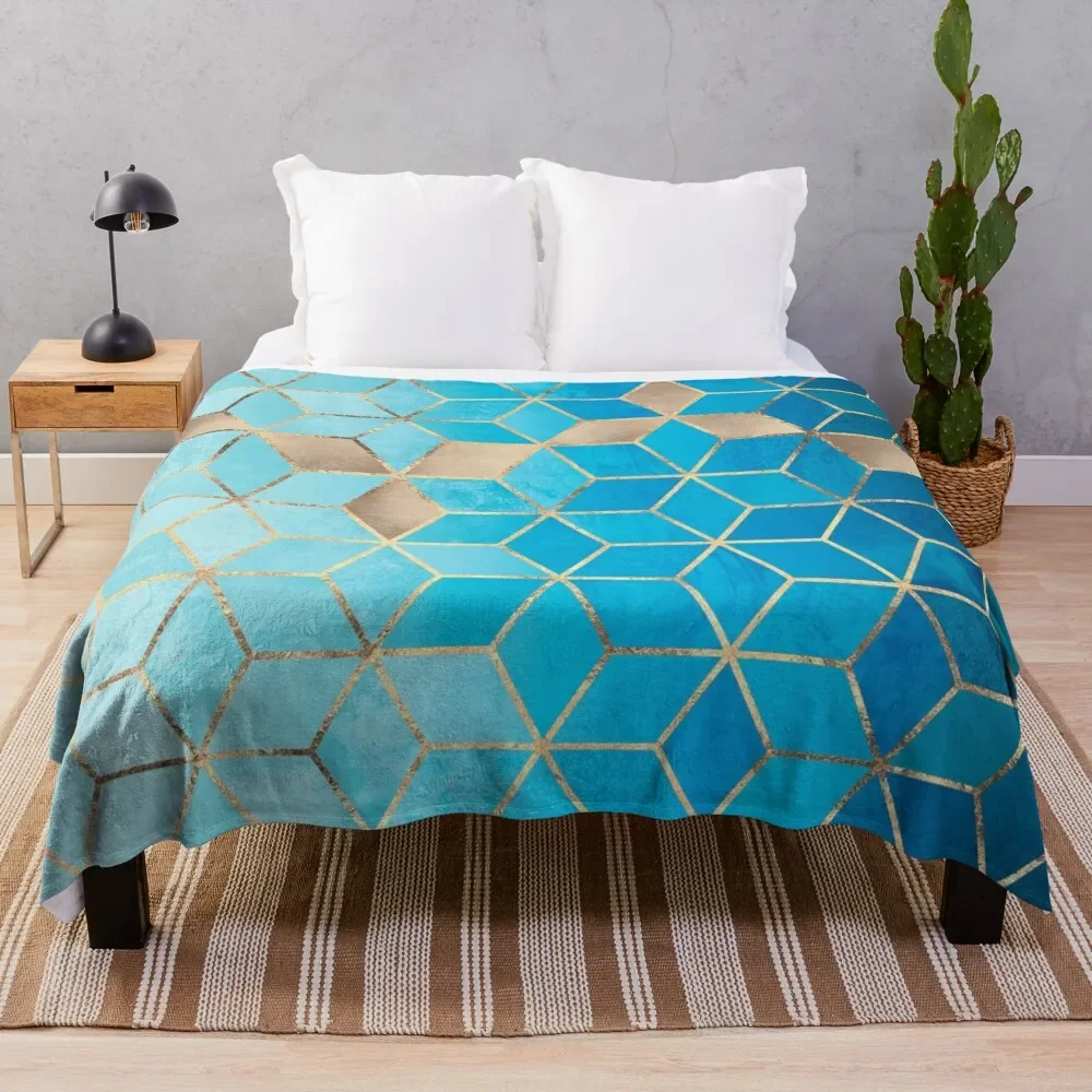 

Sea And Sky Cubes Throw Blanket Cozy Napping Blanket Gift for Mom Dad