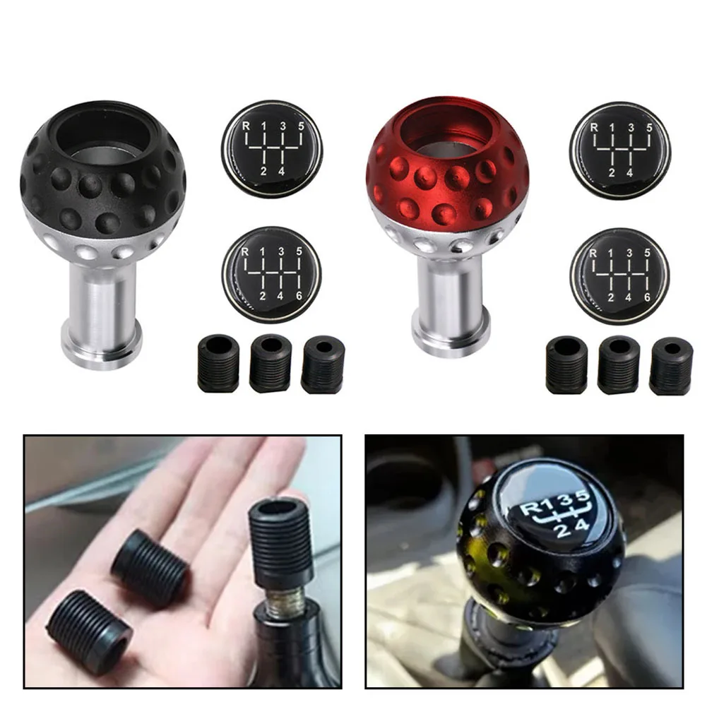 Car 5/6speed Gear Shift Knob Modification Shift Ball Head With 8mm, 10mm, 12mm Adapter Compatible With Various Vehicles
