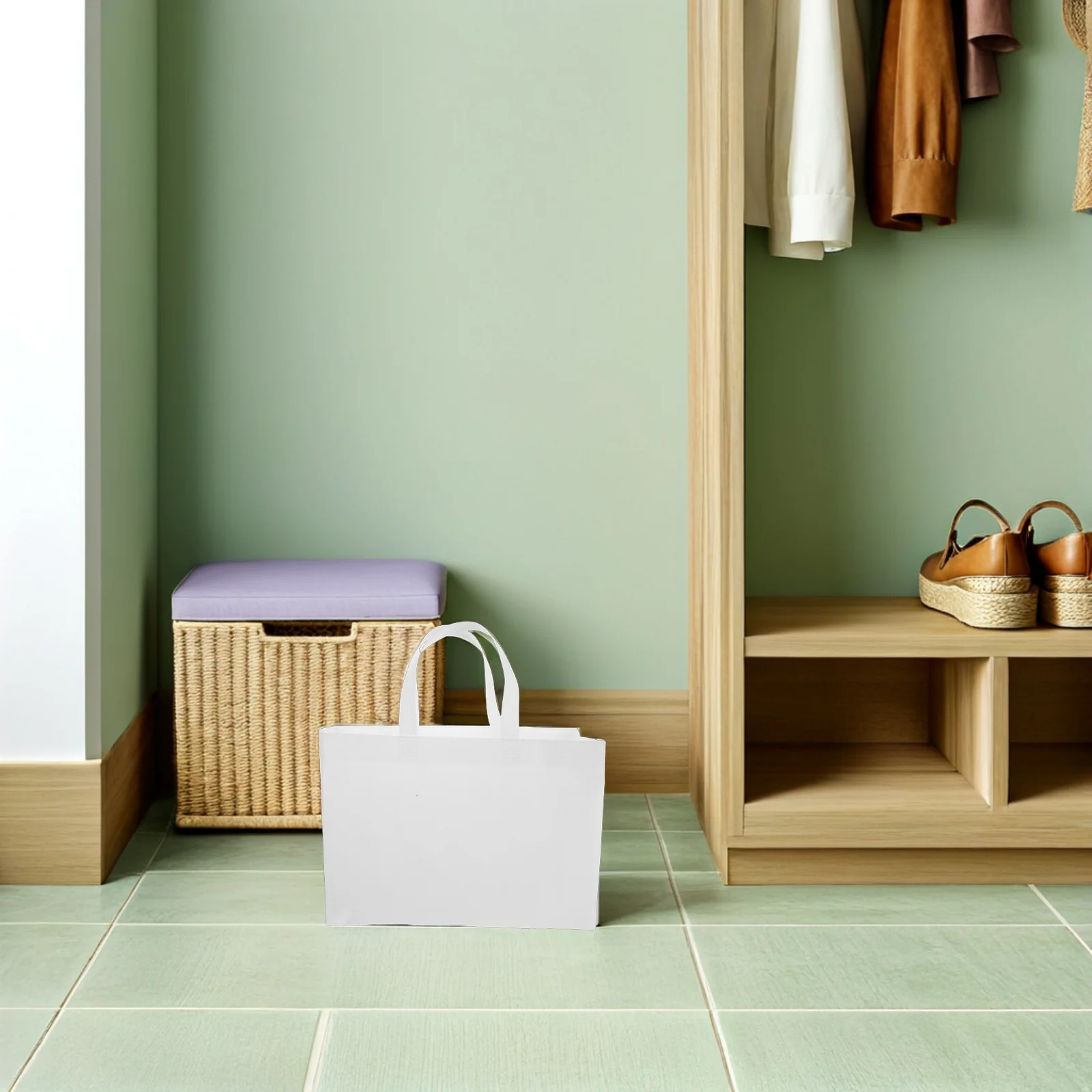 

30pcs Non-Woven Tote Bags Reusable Plain White Grocery Shopping Bag For Gifts Party Favors Blank Sublimation Carrier Fabric Gift