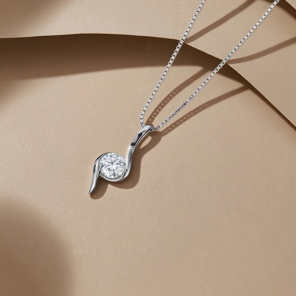 

GLMS 6.5mm S925 Sterling Silver Necklace - Valentine's Day Gift for Girlfriend D VVVS1 Jewelry - Excellent Gift Choice, Gemstone