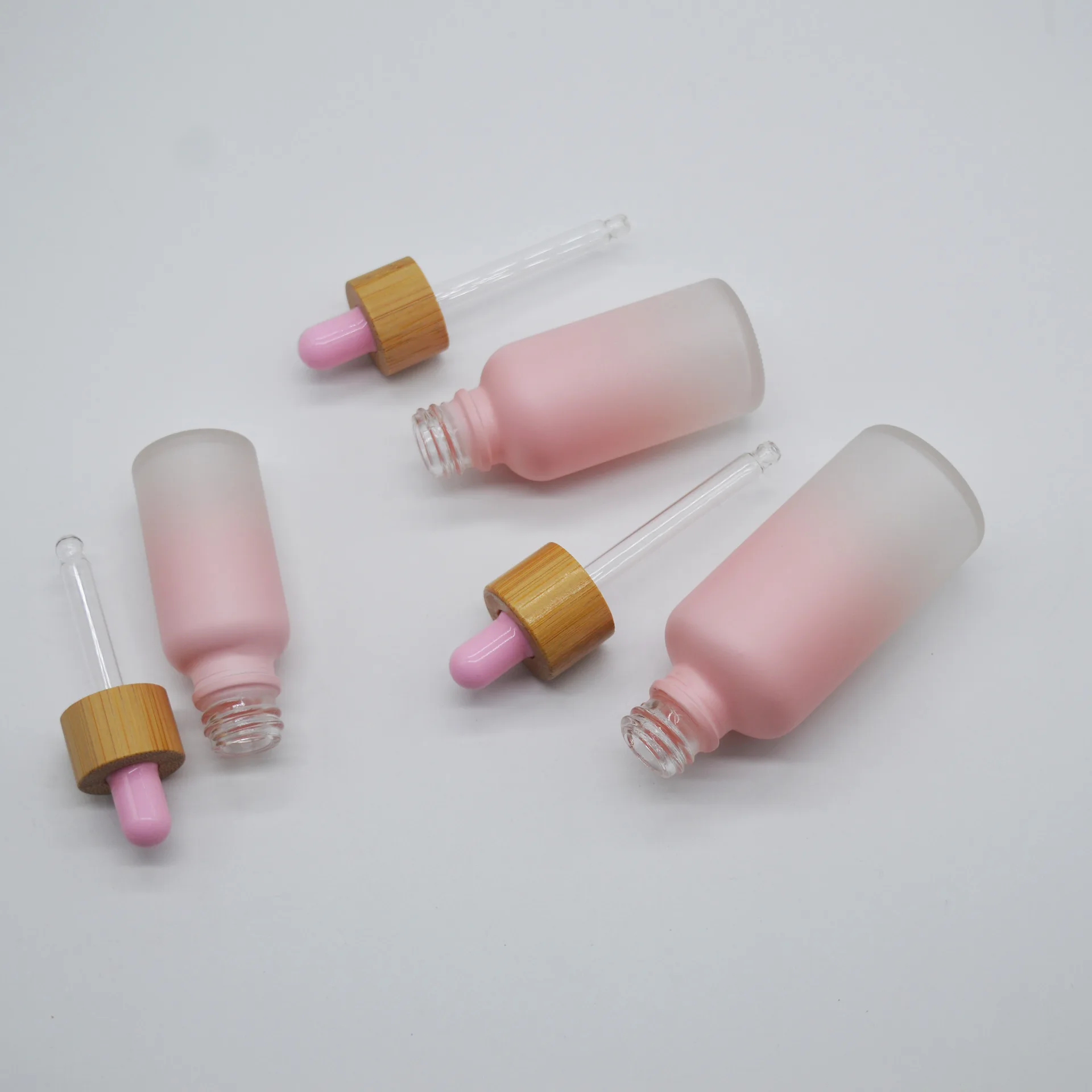 Powder Wood Grain Ring Dropper Gradual Frosted Split Bottle Essential Oil Bottle Wood Grain Rubber Head Dropper For Aromatherapy