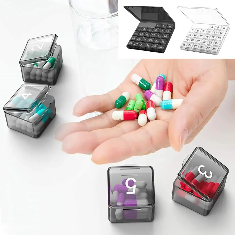 30 Day Pill Organizer BoxDescribe Monthly Pill Organizer Once A Day Portable Month Pill Cases Medicine Organizer For Vitamin