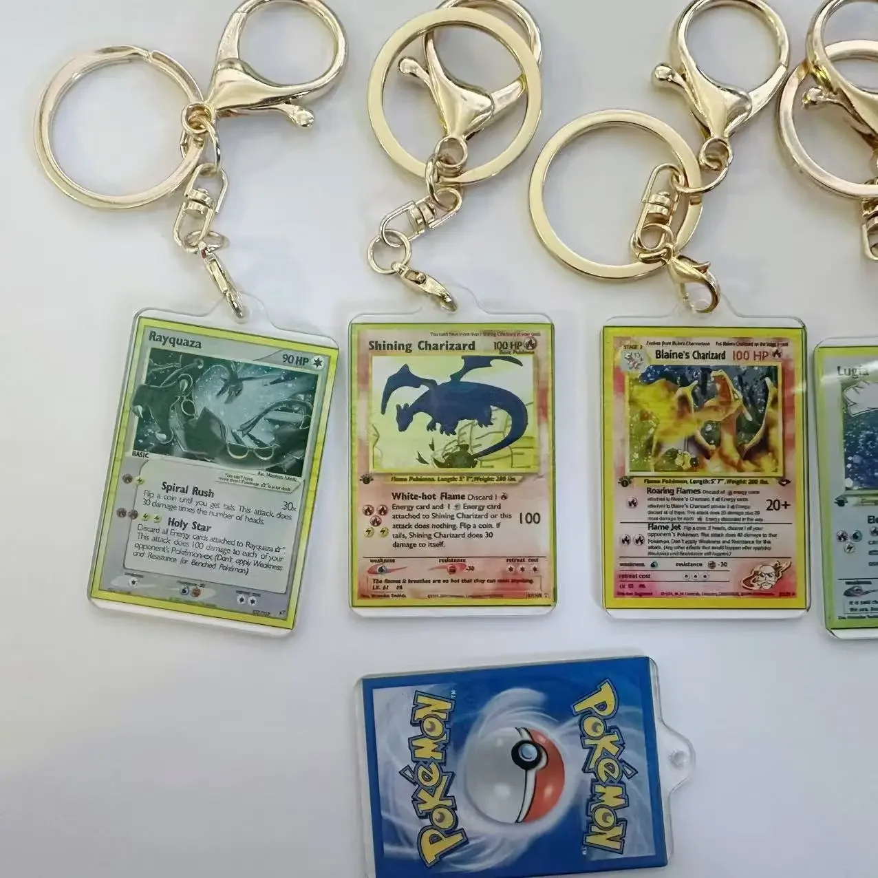 อะนิเมะ Pokemon Charizard คอลเลกชันภาษาอังกฤษ Self Made การ์ดรูปร่างอะคริลิคพวงกุญแจกระเป๋าจี้คลาสสิกคอลเลกชันเกมของเล่นของขวัญ