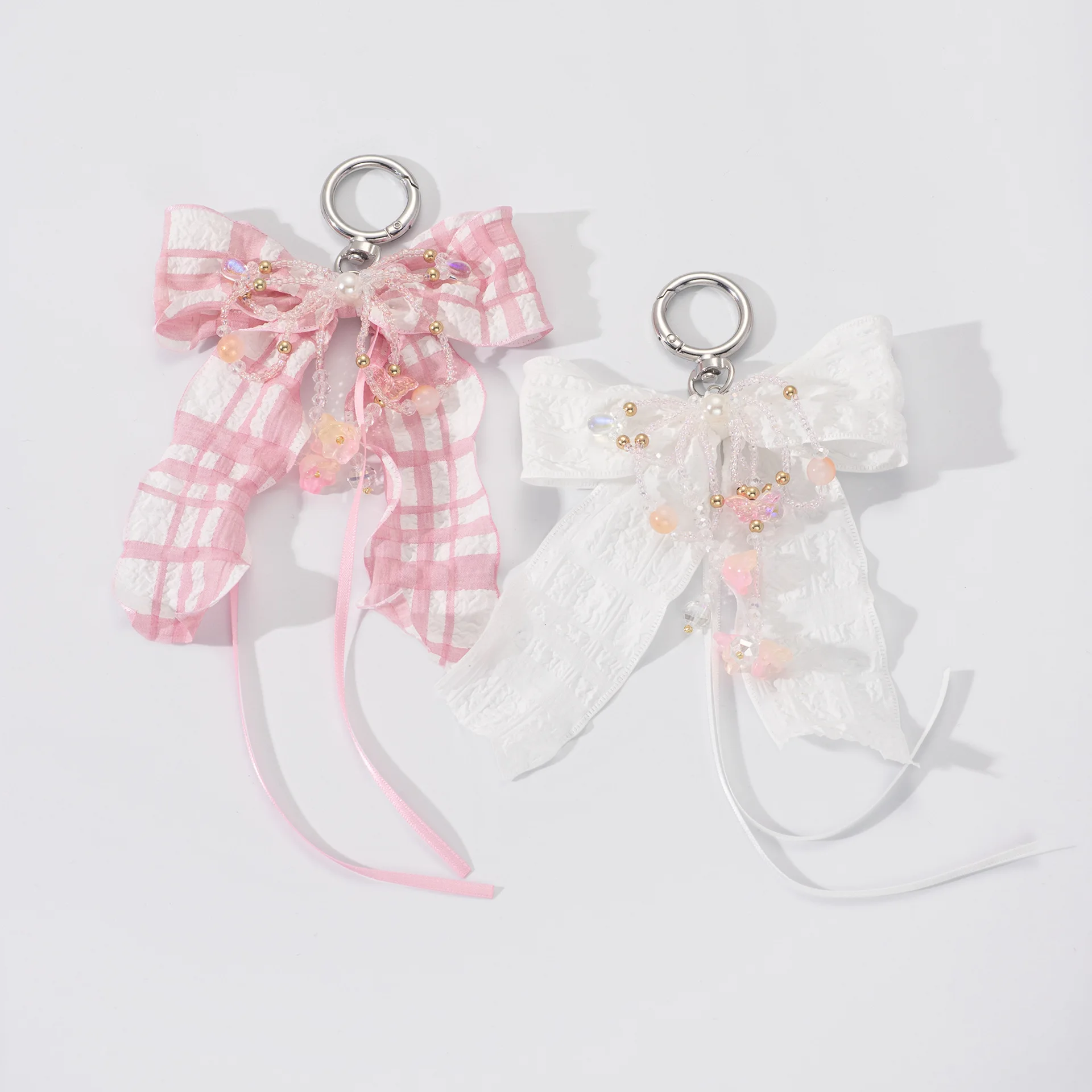 

Ladies' Bag Pendants Korean Bow Pearl Rhinestone Kawaii Sweet Exquisite Simple Versatile Fashionable Bag Accessories Keychains