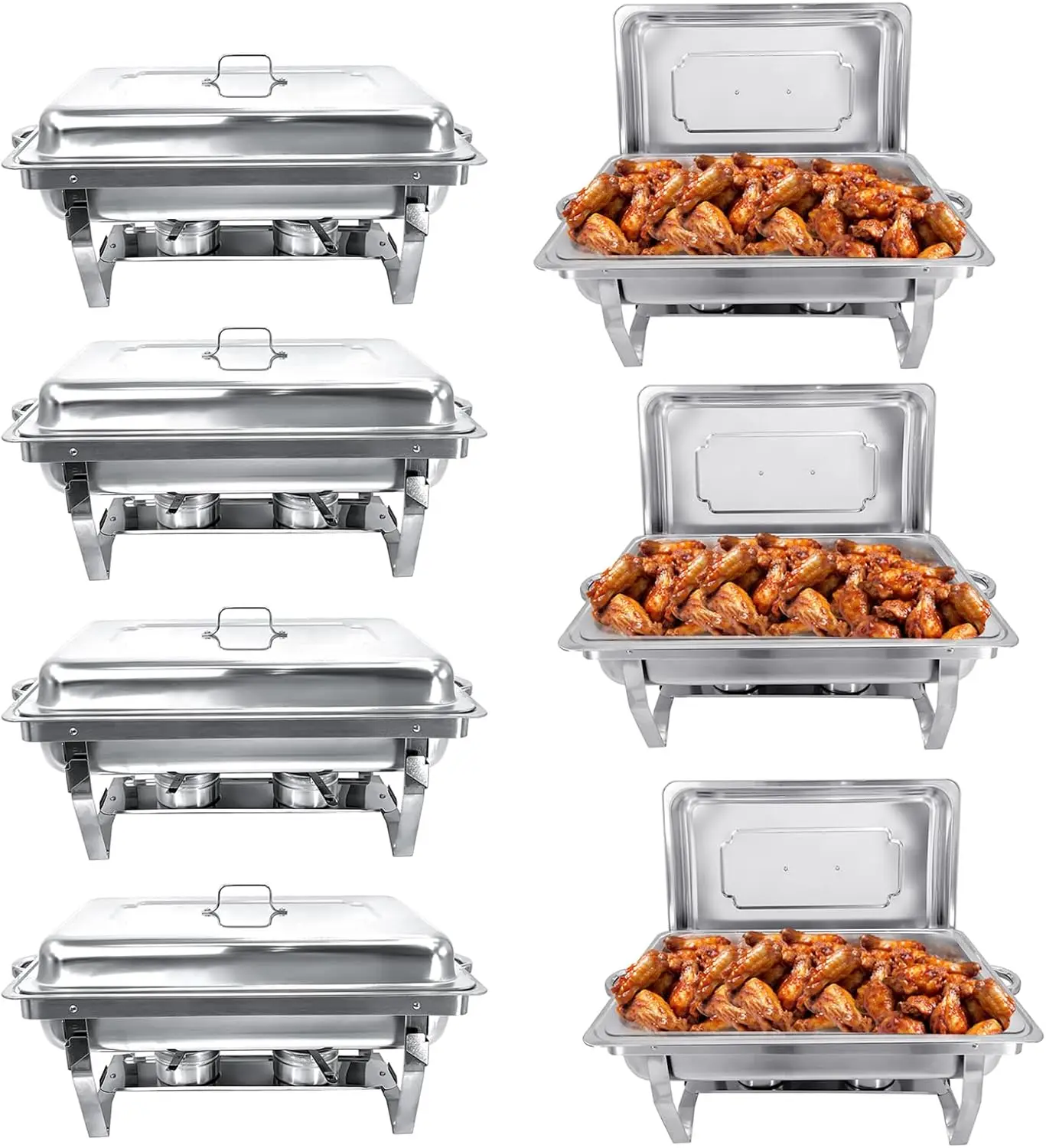 

Chafing Dish Buffet Set (7 Pack) Chafers 8QT Buffet Servers and Warmers, Chaffing Servers with Covers, Catering, Chafer, Folding