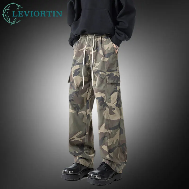 

Мужские камуфляжные брюки-карго, уличная одежда, быстросохнущие прямые тактические брюки с несколькими карманами, спецодежда, брюки свободного покроя