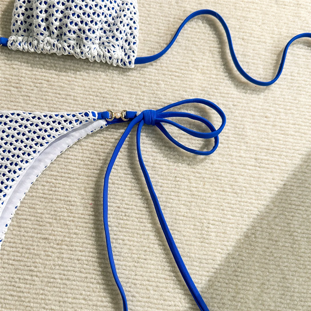 Halterneck-Bikini-Set mit Ausschnitten, zweiteilig, Damen-Badeanzug, Badebekleidung für Frauen, hoch geschnittene Beine, gepolsterter Badeanzug, Badebekleidung, V6989 – Detail 14