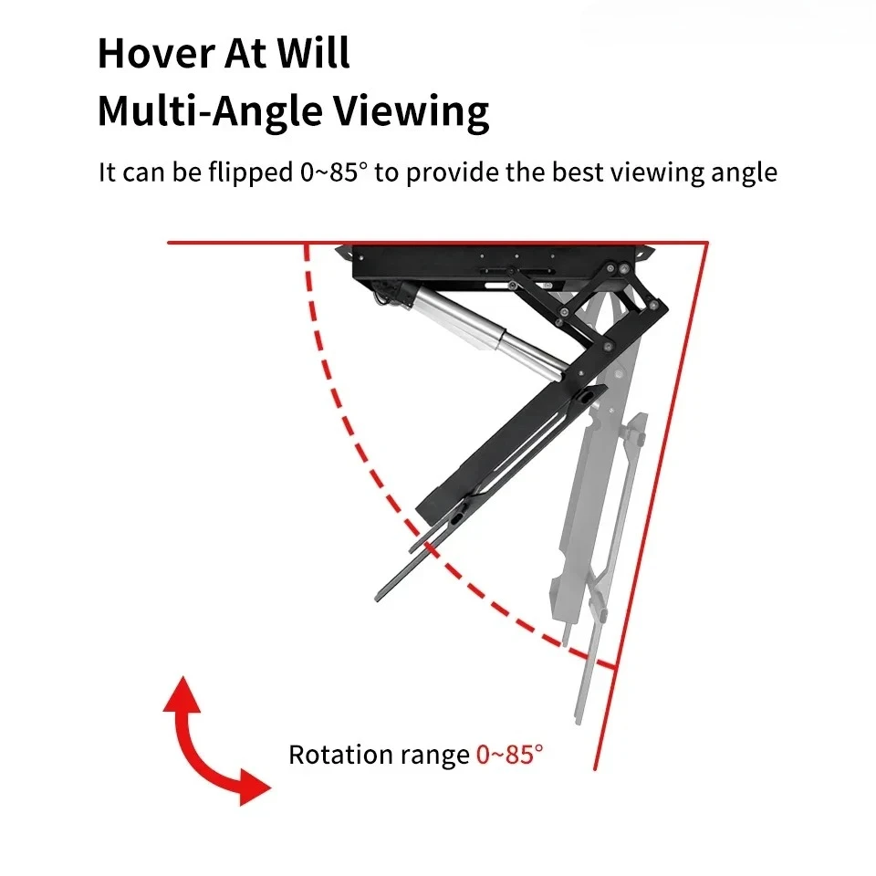 Electric Ceiling TV Mount with Remote Controller, Motorized Flip Down Pitched Roof Mount Fits 32 to 75 Inch Flat Screen