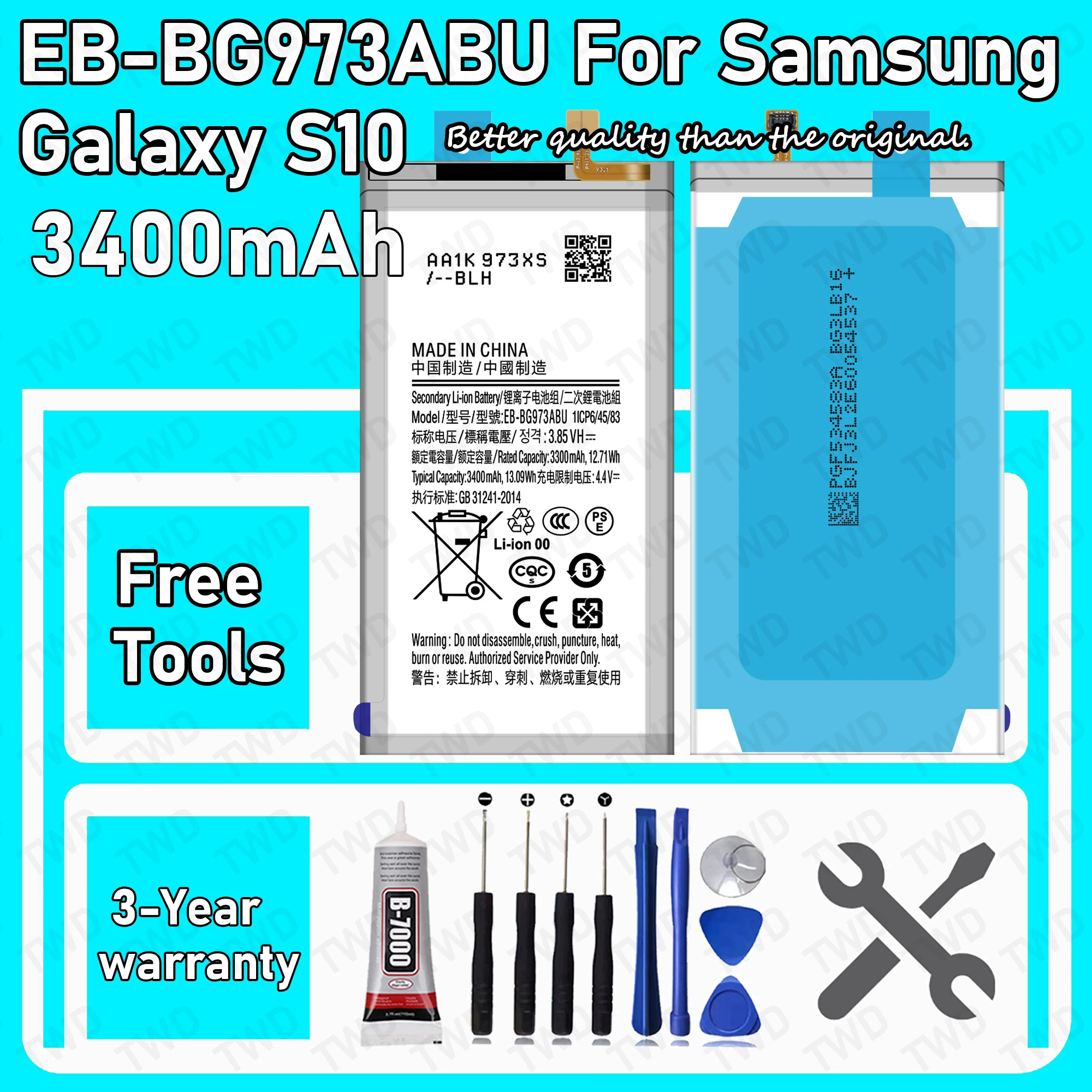 EB-BG973ABU Large capacity Battery For Samsung Galaxy S10/SM-G973F/SM-G973U/SM-G973W Batteries New High Quanlity + Free Tools