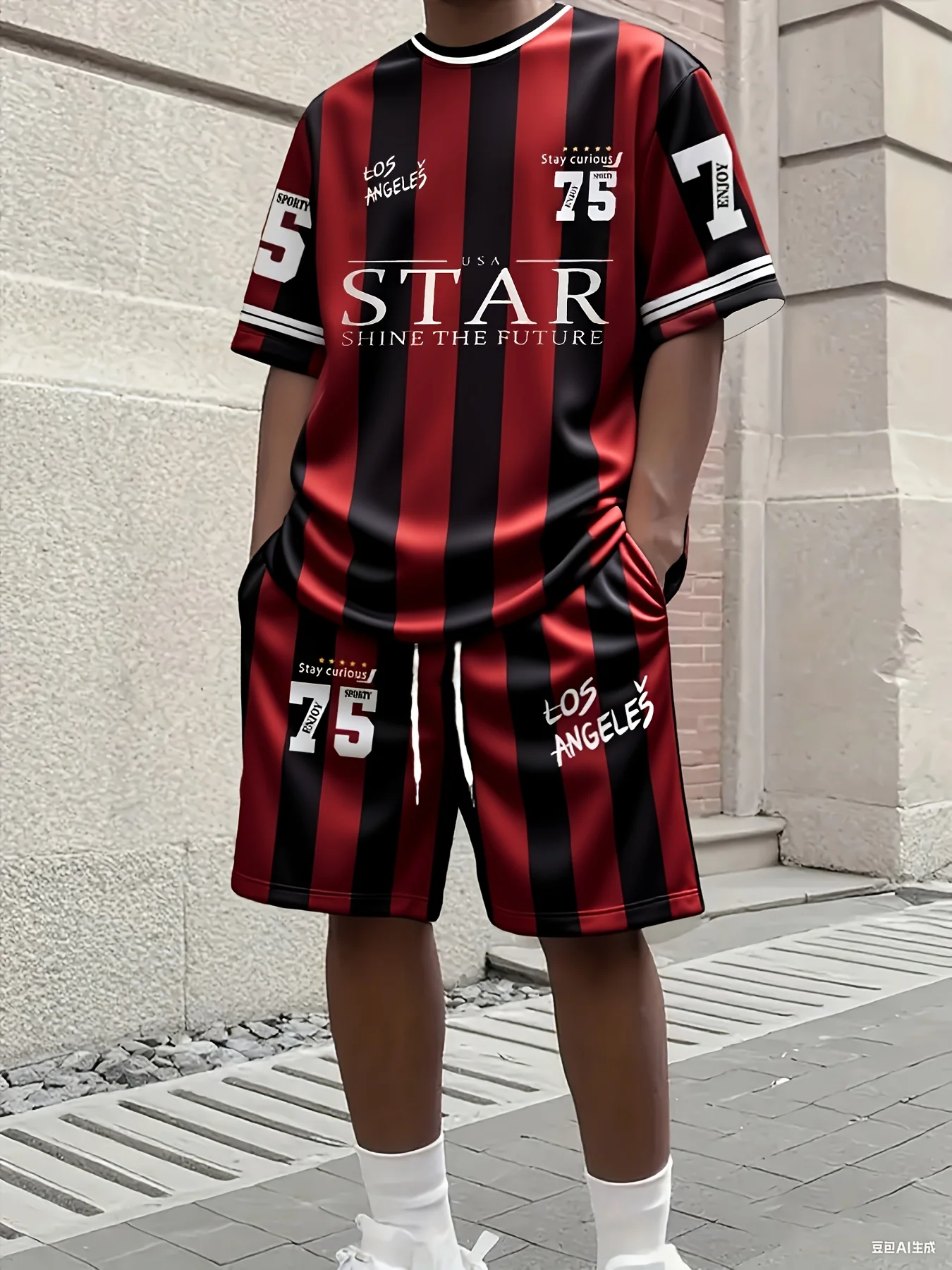 

2026 Summer Men's Suit with Letter Print Breathable Lightweight Casual Sports Outdoor Men's Clothing