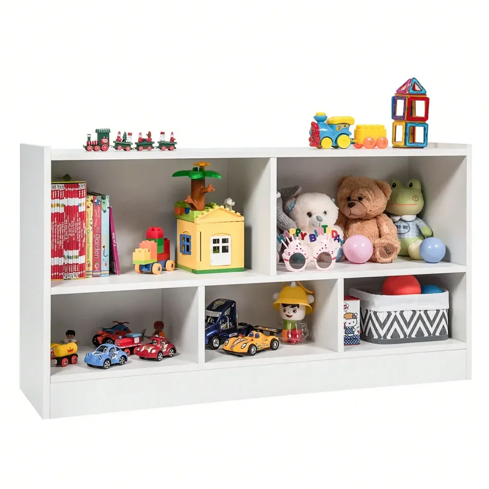 

Kids' Storage And Shelving Toy StorageKids 2Shelf Bookcase 5Cube Wood Toy Storage Cabinet Organizer