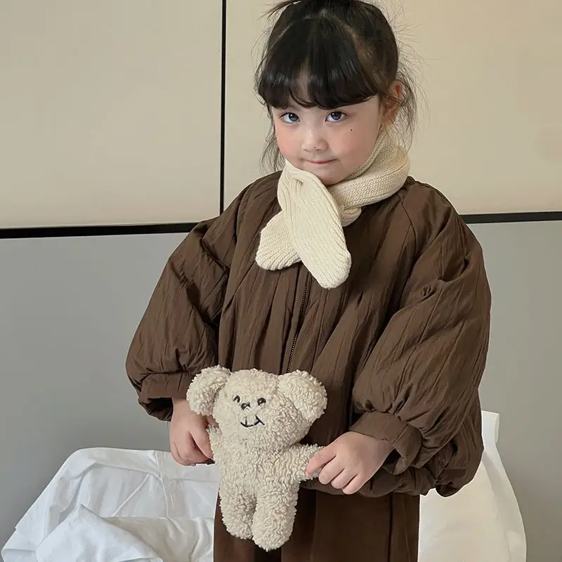 

Осенне-зимняя стеганая куртка для девочек, однотонное утепленное пальто, новые модные удобные топы, детская одежда от 7 до 12 лет