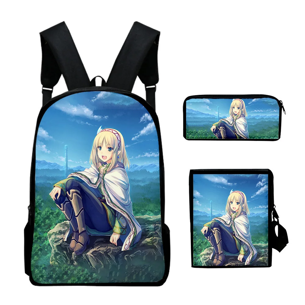 Harajuku Youthful In the Land of Leadale 3D Print 3pcs/Set Student Travel bags Laptop Daypack Backpack Shoulder Bag Pencil Case