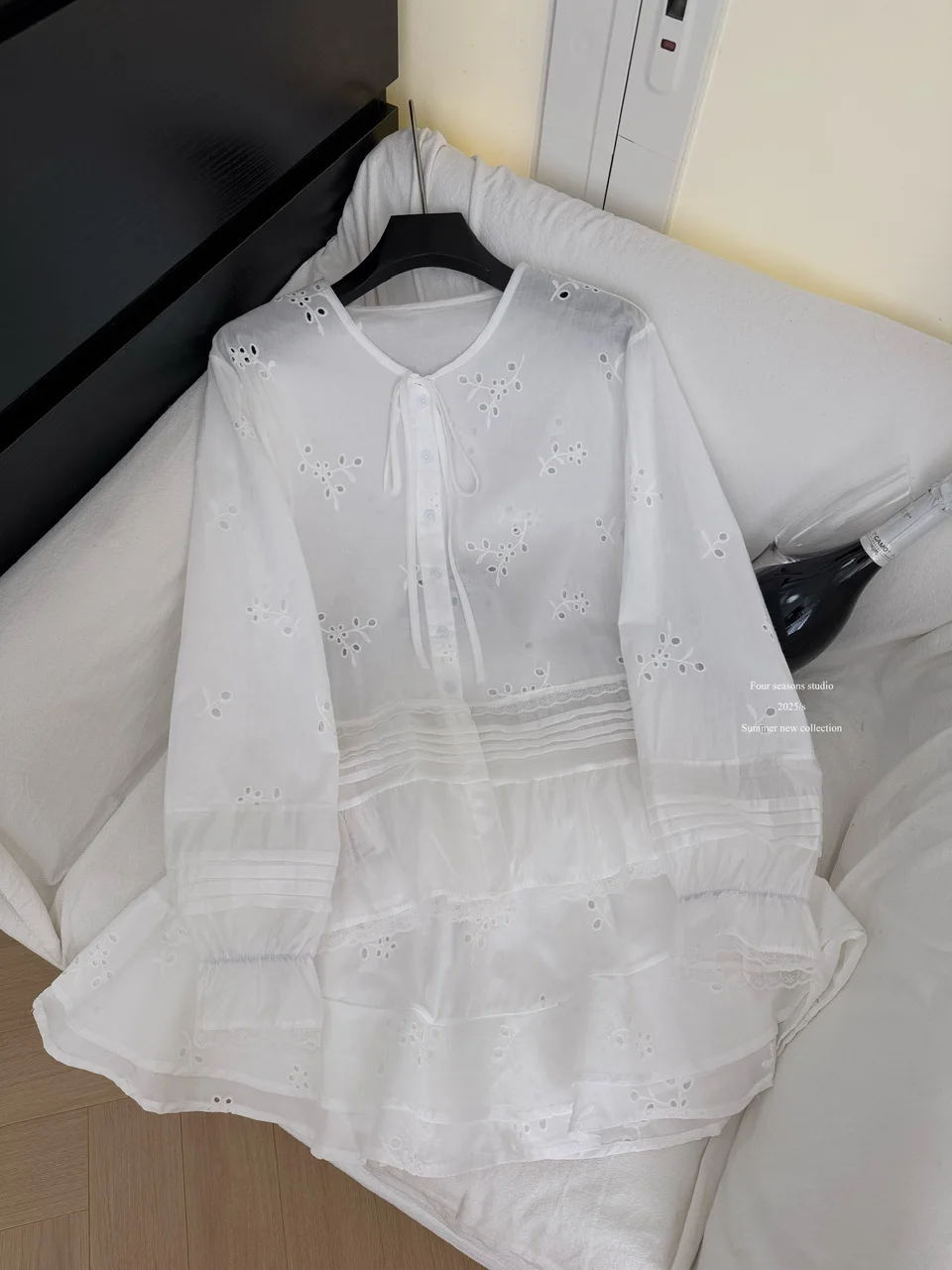 Conjunto de falda elegante de dos piezas para mujer, camisa de manga larga con cuello redondo y una botonadura, Top + Falda corta de corte A, verano y otoño