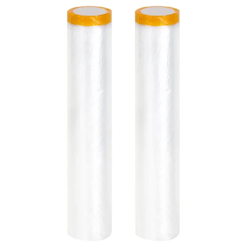 Pre-Taped Masking Film Painters Plastic Sheeting Drop Cloth Tape And Drape Drop Cloth