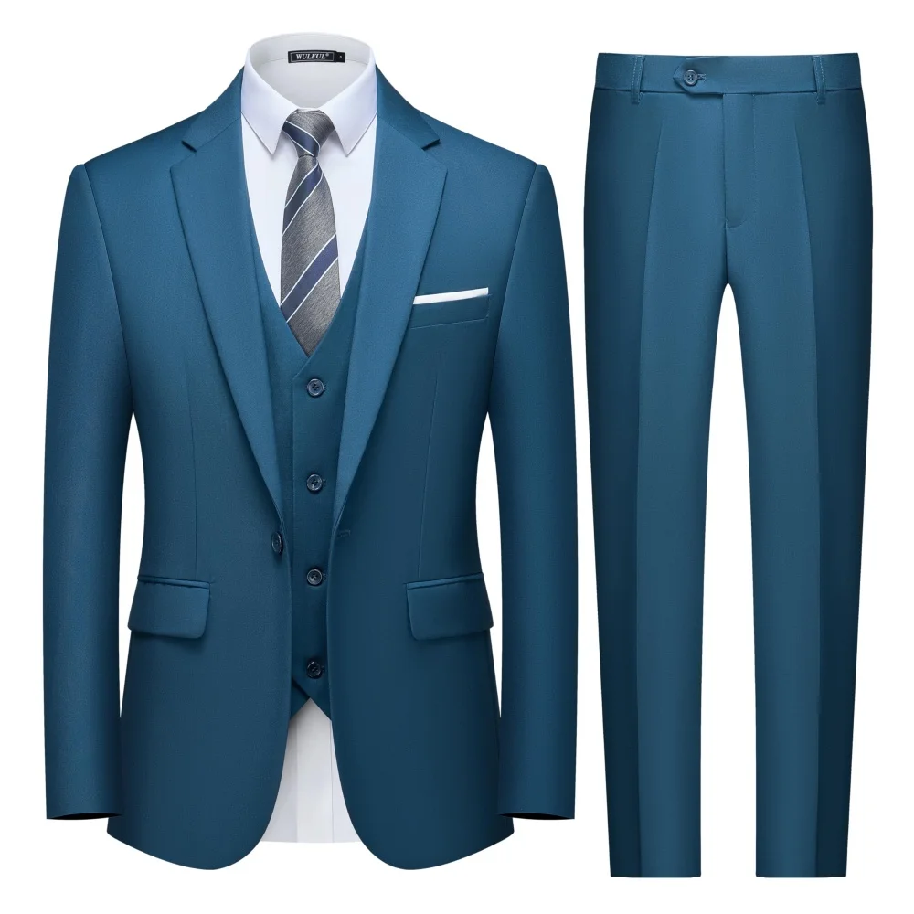 Formal Men's Suit Set 3 Pieces Wedding Groom Set Notched Lapel Man Slim Fit Suits Business Outfit High Quality Tuxedo Party Wear