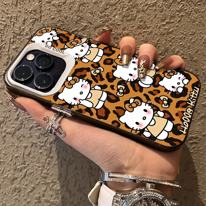 Capa fosca com estampa de leopardo Hello Kitty para Samsung Galaxy S25 FE Note 20 S21 Plus S24 Ultra S23 S22 A56 A36 A26 5G A16 A06 4G Etui