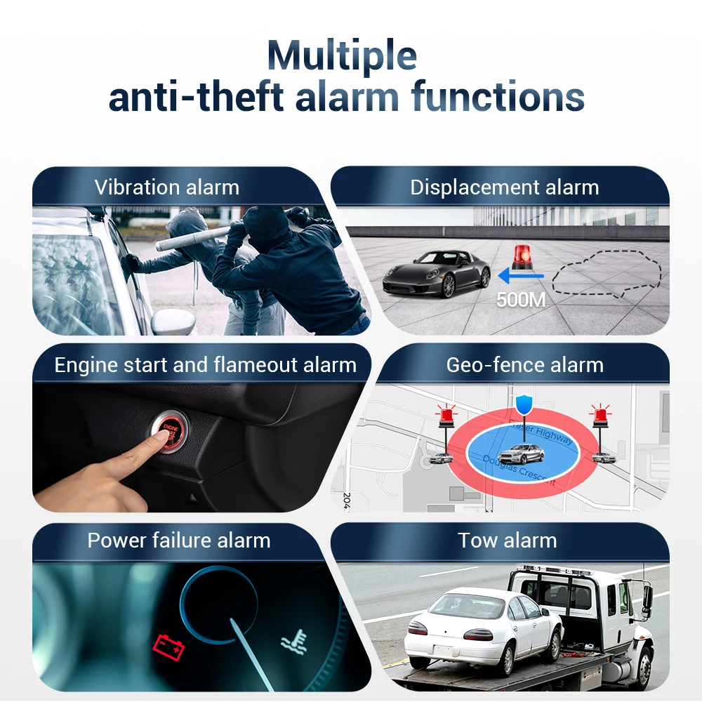 4G GNSS Vehicle Tracker MV810G Multi-Alarms Cut Off Fuel Door opening Alarm battery Detection GPS Tracker Web&APP Platform