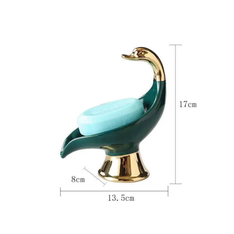 Ceramic Drain Soap Holder Swan Shape Soap Box Bathroom Soap Dish Storage Plate Tray Bathroom Shower Supplies Bathroom Rack