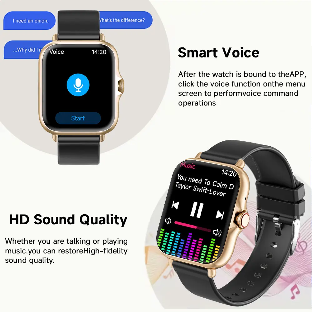 ساعة ذكية رقاقة طاقة منخفضة للغاية لـ Andorid/IOS بلوتوث مكالمة تحكم بالموسيقى مساعد صوتي رياضي جسم معدني هدايا عيد الميلاد