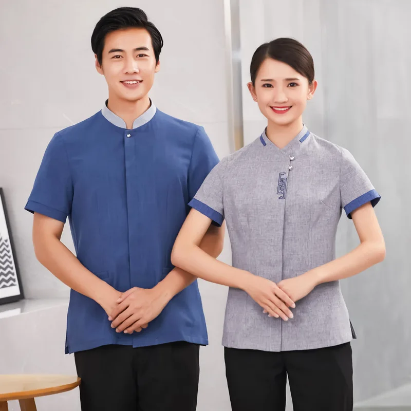 

Short Sleeve Summer Cleaning Work Uniform for Women Hotel Guest Room Cleaner AuntPAUniform Property Management Housekeeping Clot