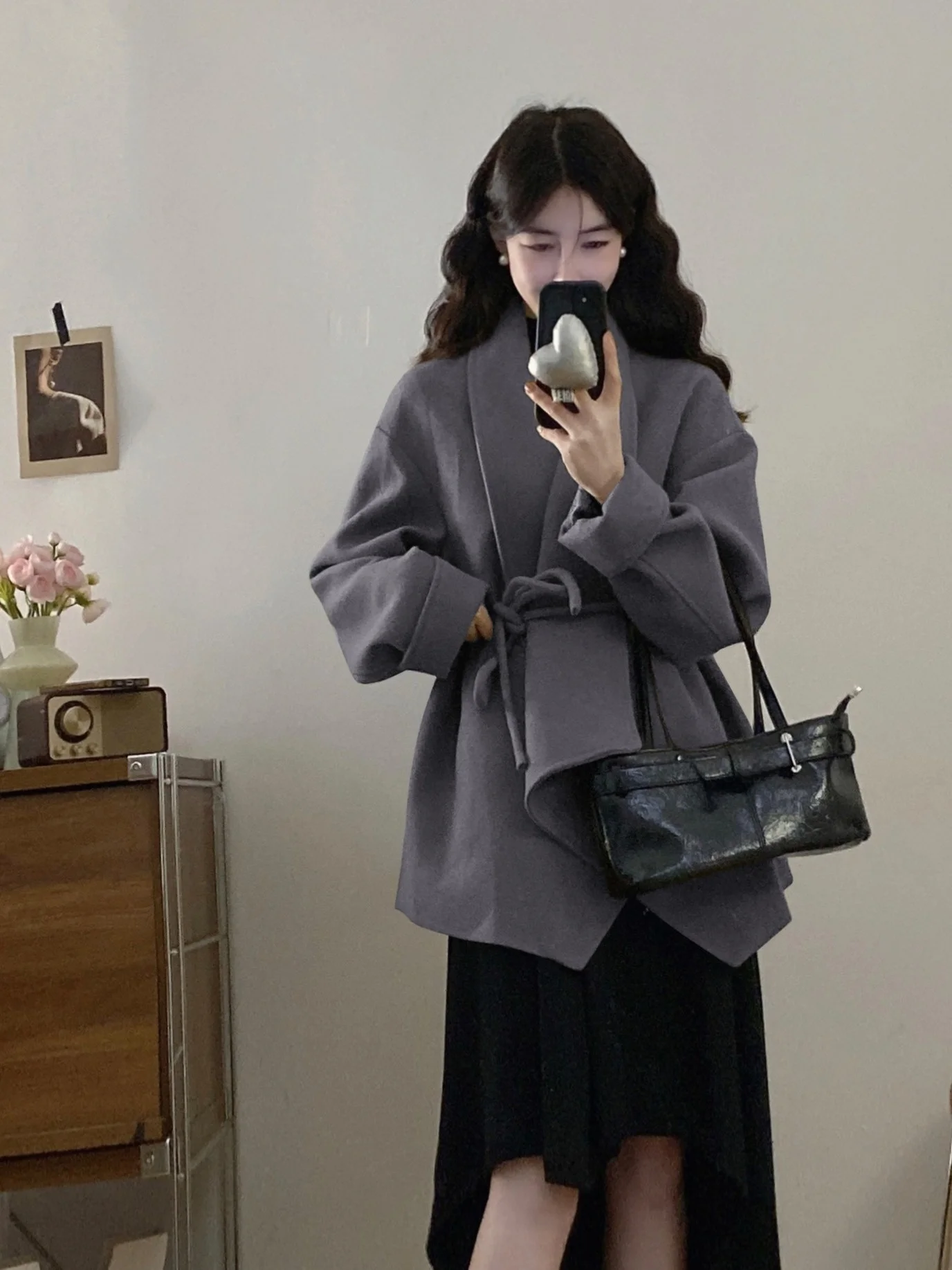 

plus Size Women's Vintage Briti Sle Woolen Coat Loose Fit Open Cardigan Top Trendy Autumn Winter New Arrival High Waist